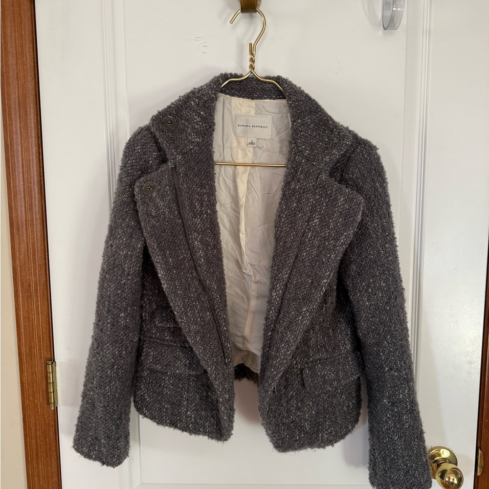 Banana Republic Gray Teddy tweed wool Jacket